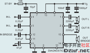 TDA7375 typical application circuit