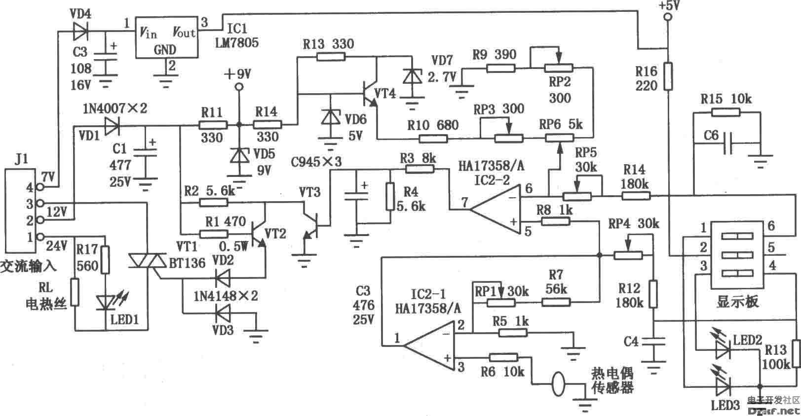 Thermostatic soldering iron circuit diagram