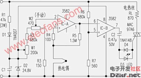 Thermostatic soldering iron circuit diagram