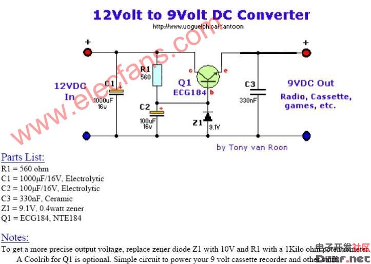 12V to 9V circuit diagram