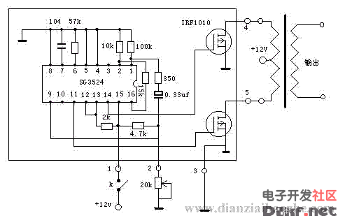 Inverter circuit composed of SG3524 chip