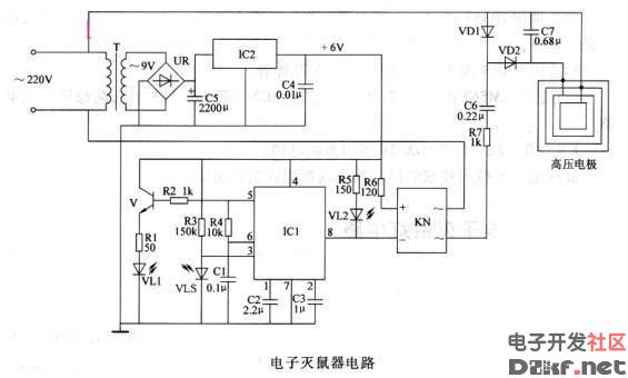 High-voltage electronic rodent circuit diagram