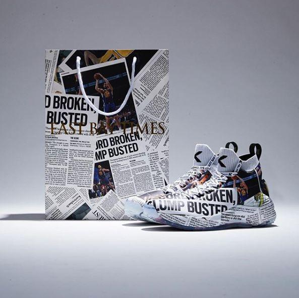 "Newspaper shoes" printed on Thompson's shoes