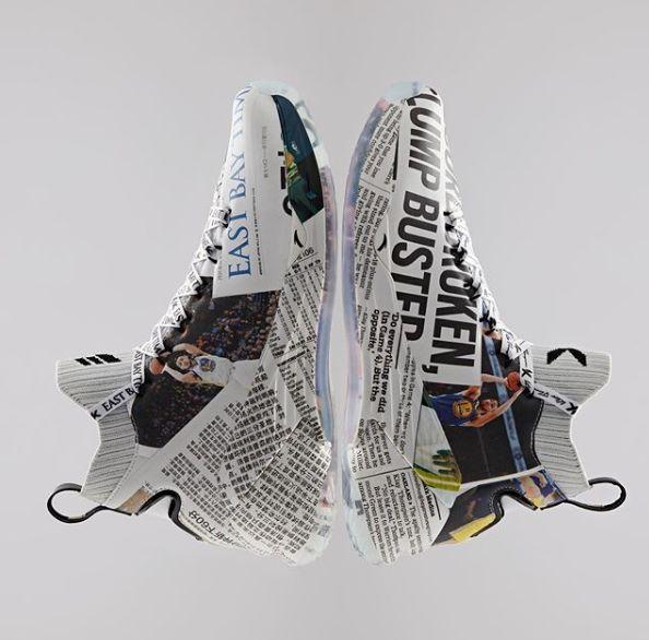 "Newspaper shoes" printed on Thompson's shoes