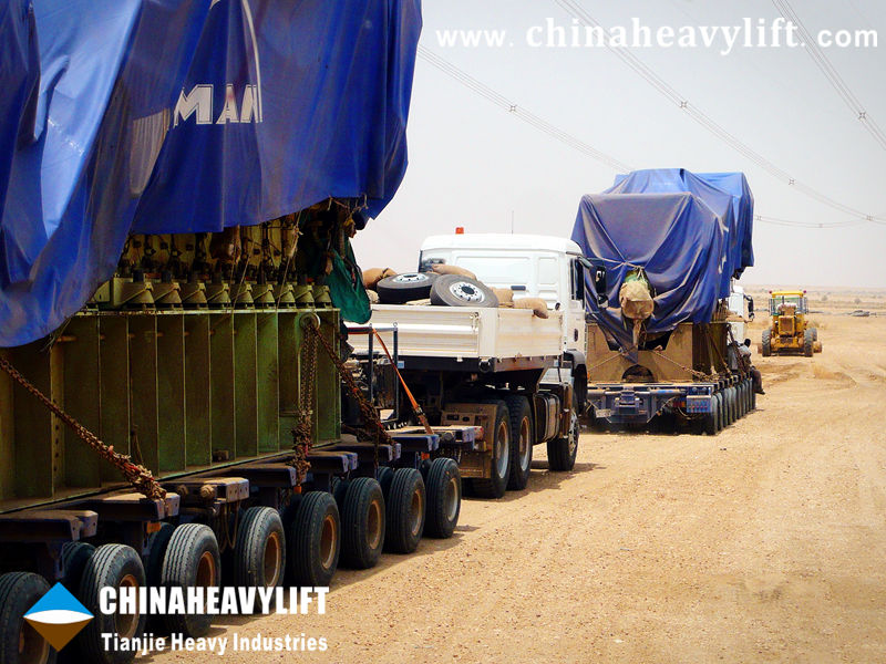 Tough mission accomplished by two CHINAHEAVYLIFT-Tianjie Heavy Industries Modular Trailers in Sudan10