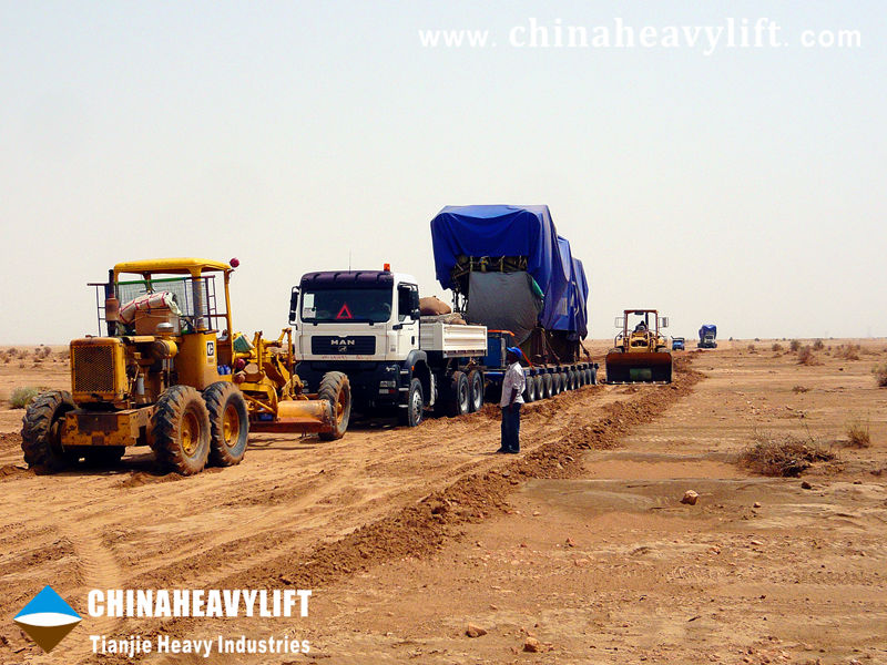 Tough mission accomplished by two CHINAHEAVYLIFT-Tianjie Heavy Industries Modular Trailers in Sudan11