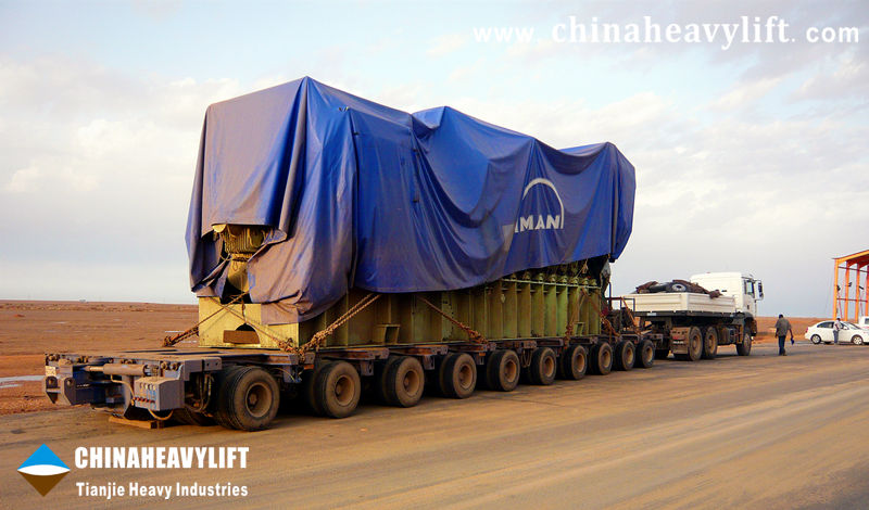 Tough mission accomplished by two CHINAHEAVYLIFT-Tianjie Heavy Industries Modular Trailers in Sudan8