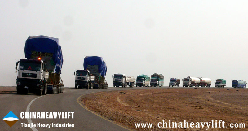 Tough mission accomplished by two CHINAHEAVYLIFT-Tianjie Heavy Industries Modular Trailers in Sudan9