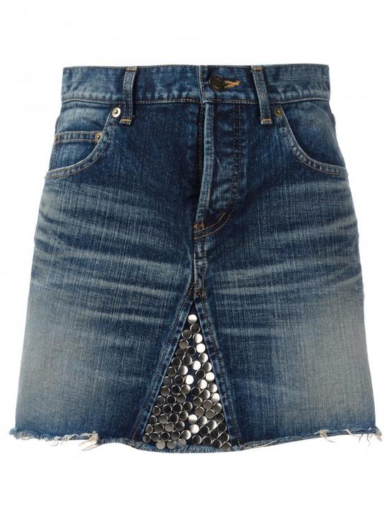SAINT LAURENT Rivet Detail Mini Skirt $2,011
