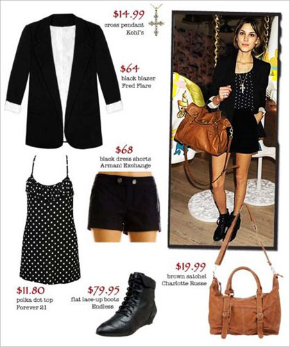 Black suit, dotted shirt and black shorts
