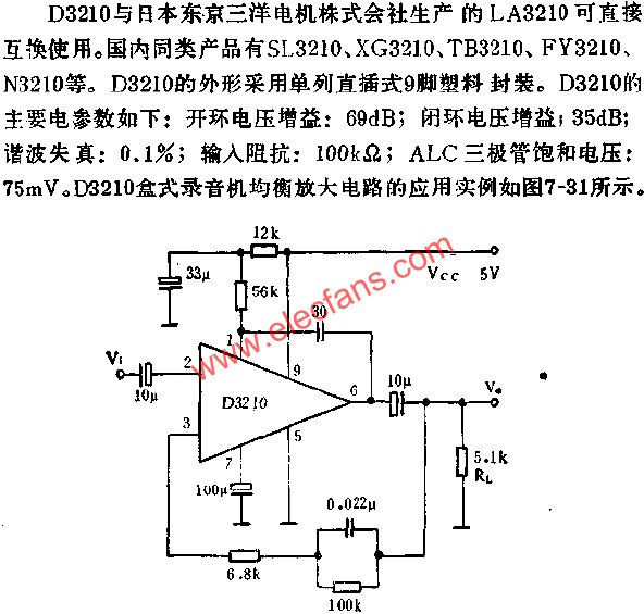 Application of D3210 Recorder Equalization Amplifier Circuit 