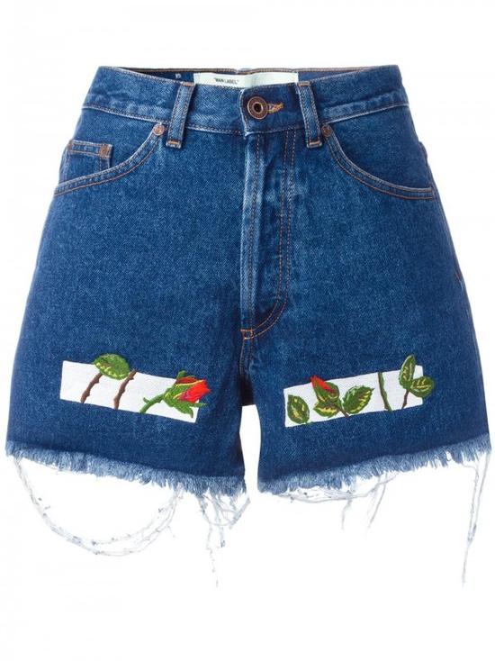 OFF-WHITE Embroidery Denim Shorts $448