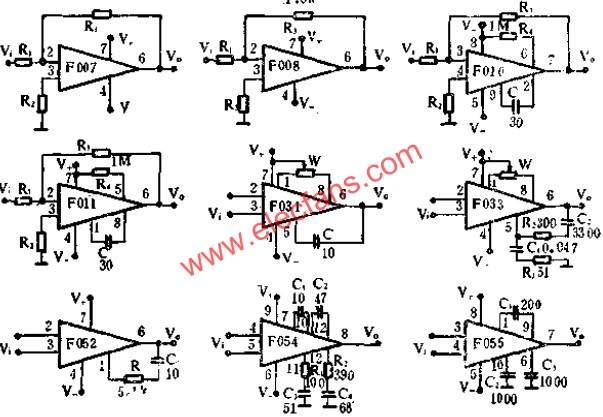 Typical wiring diagram for the op amp 