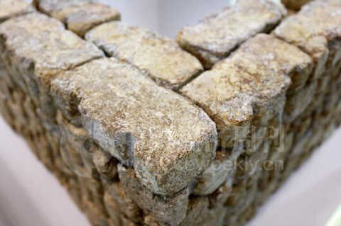 35-2 çœŸèŒç –å—ç”±æœ¨æã€æ´»ä½“çœŸèŒåˆ¶ä½œè€Œæˆï¼Œé‡é‡æžè½»ï¼Œå…¶åœ¨æ­å»ºæ—¶ä¸éœ€è¦ä½¿ç”¨é»åˆå‰‚ã€‚