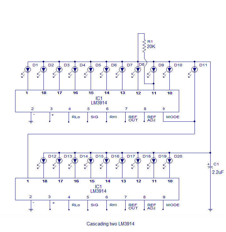 20 LED voltage level indicator