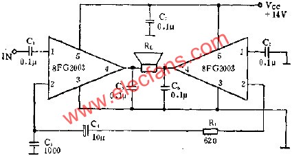 8FG2003 is the application of BTL amplifier circuit 