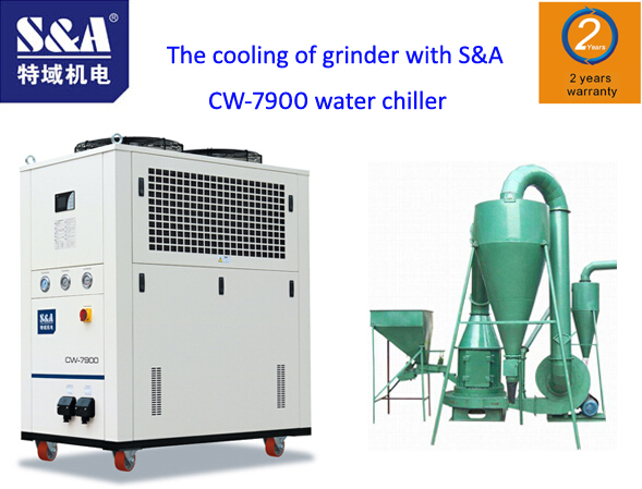 The cooling of grinder with S&A CW-7900 water chiller with 30KW cooling capacity