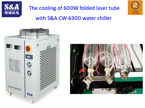 The cooling of 600W folded laser tube with S&A CW-6300 water chiller