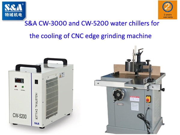 The bulk purchase of S&A CW-3000 and CW-5200 water chillers by the customer for the cooling of CNC edge grinding machine