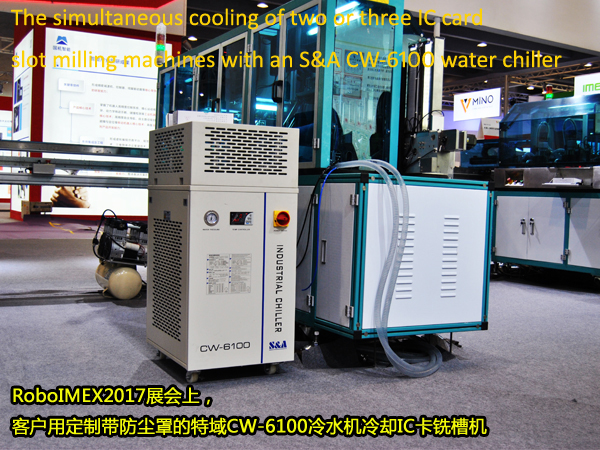 The simultaneous cooling of two or three IC card slot milling machines with an S&A CW-6100 water chiller