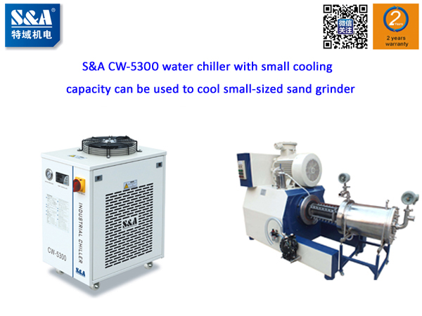 S&A CW-5300 water chiller with small cooling capacity can be used to cool small-sized sand grinder