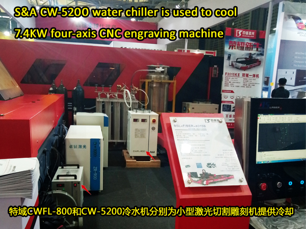 S&A CW-5200 water chiller is used to cool 7.4KW four-axis CNC engraving machine 