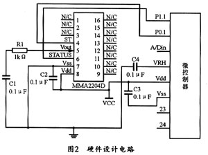 Hardware design circuit based on MMA2204D automotive airbag system
