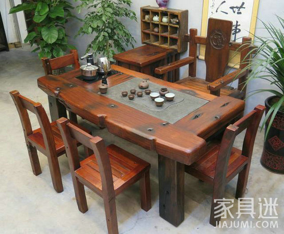 Old boat wood solid wood Chinese tea table