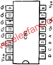 External lead and function circuit diagram of C302 eight-segment font decoder 