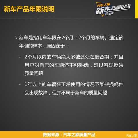 Before you read this article, you can first click ><<< to view the research plan, the indicator system, the reading method and the evaluation criteria of the "Car Home 2016 Passenger Car New Car Quality Report" series.