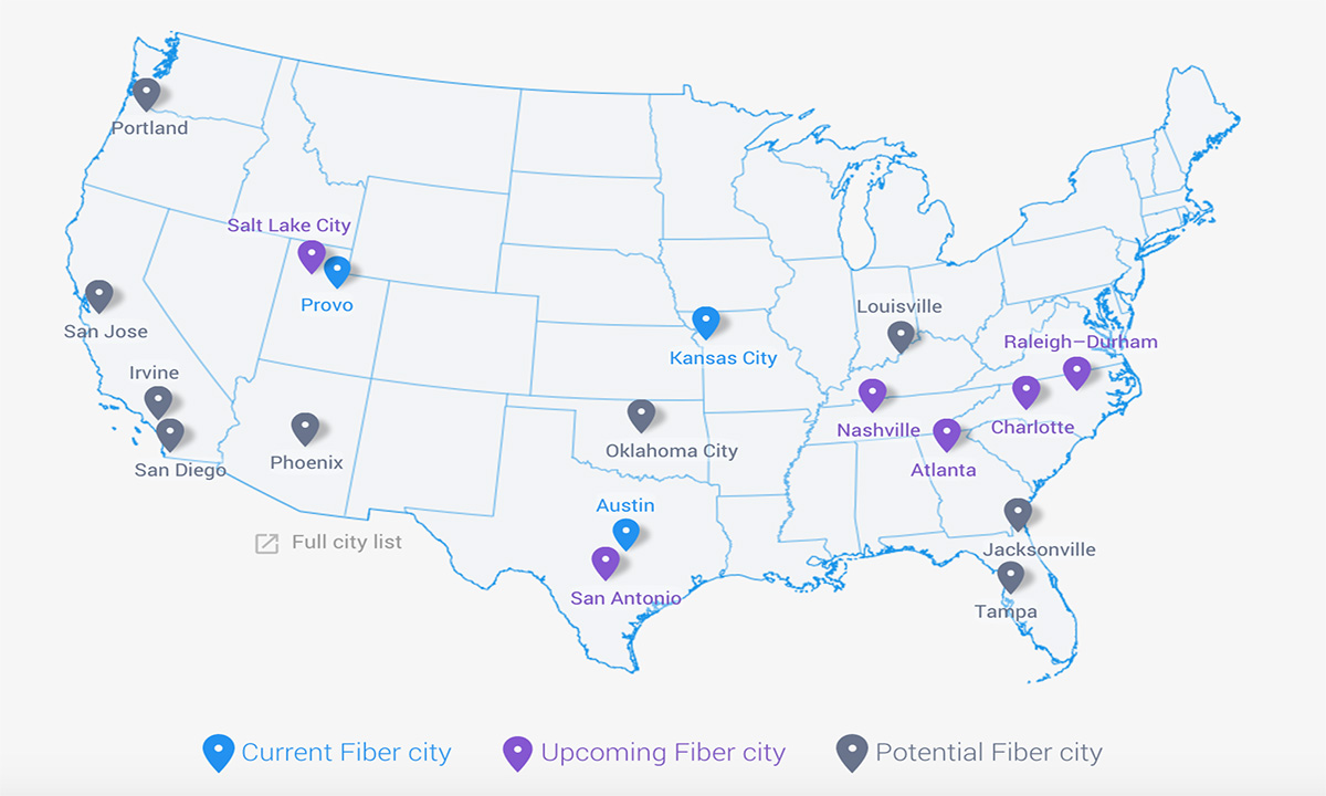Google Fiber announced that it will stop ten "potential cities" fiber expansion plans