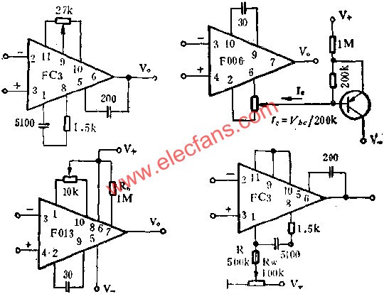 Adjusting the output zero of the integrated op amp 