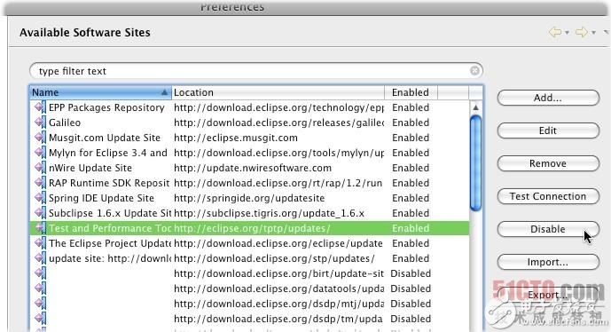 The preferences page will show the enabled and disabled sites