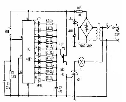 Simple led desk lamp dimming circuit diagram Daquan (six led desk lamp dimming analog circuit design schematic diagram detailed)