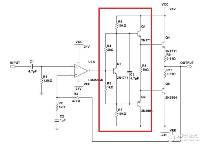 Detailed explanation of OCL power amplifier differential amplifier circuit