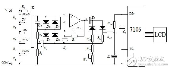 Digital multimeter circuit diagram Daquan (analog-to-digital conversion circuit / display driver circuit)