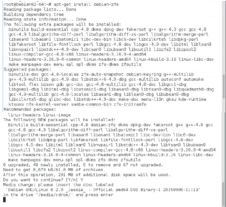 Debian install zfs file system