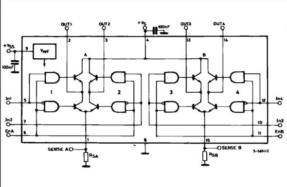 How does L298N control the forward and reverse of DC motor?