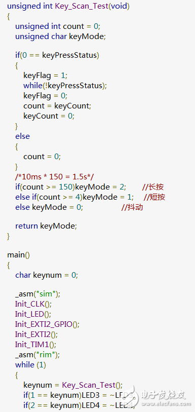 External interruption of STM8 button recognition related content