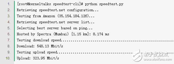 Linux terminal test speed method