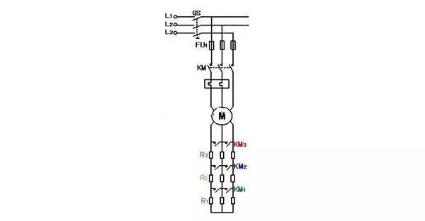 Three-phase asynchronous motor start control circuit diagram