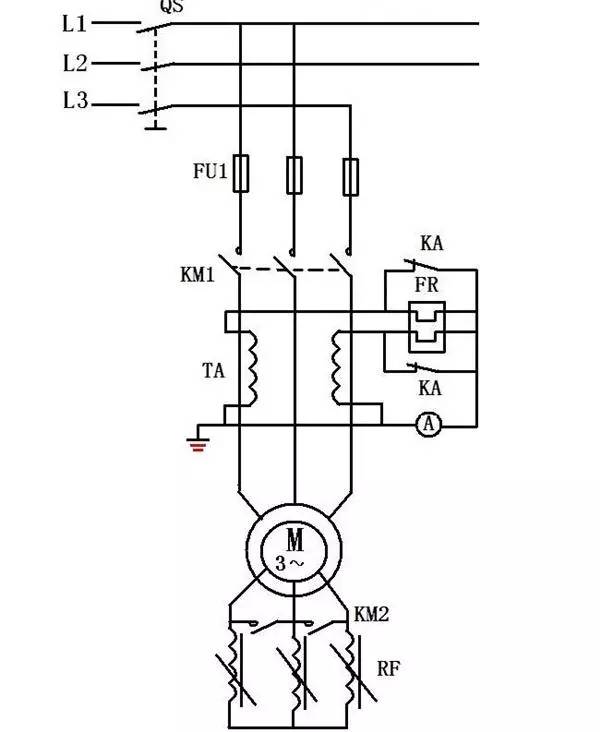 Three-phase asynchronous motor start control circuit diagram