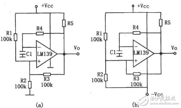 Square wave generating circuit formed by LM139