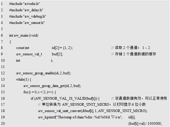 Overview of Software Details for AWorks Framework and Interface Programming Temperature Detection Modules