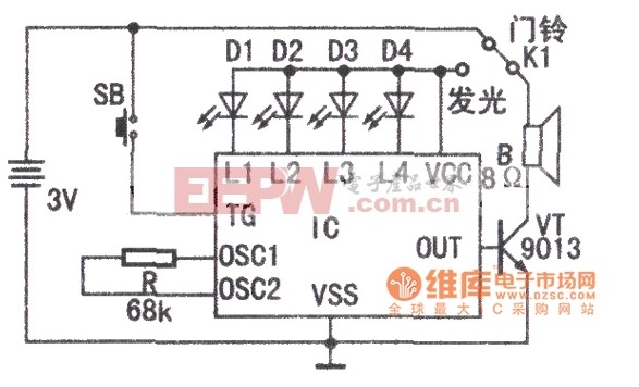 7 melodies + "Welcome, Welcome" voice, IC schematic diagram