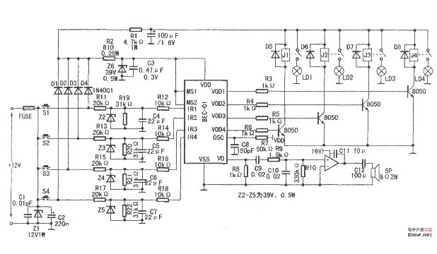 LM-04YD series car special voice circuit schematic diagram