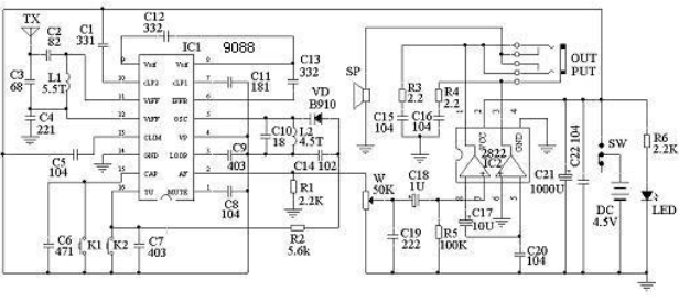 cd9088 circuit principle and debugging method based on CD9088 radio circuit diagram