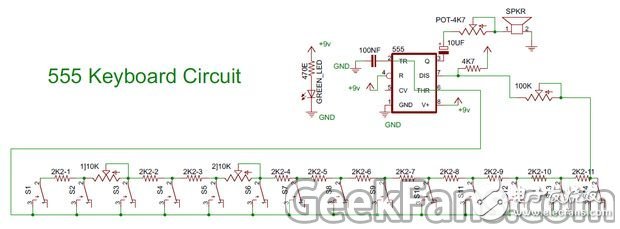 How to make a simple electronic keyboard with 555?