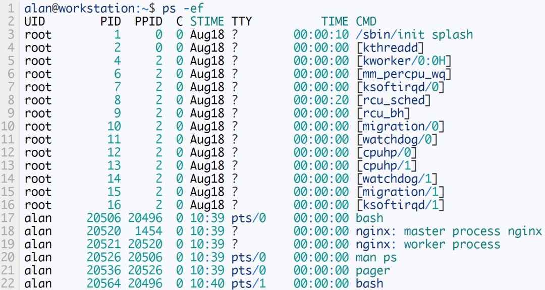 Eight Linux commands that can be used to manage the entire life cycle of a process