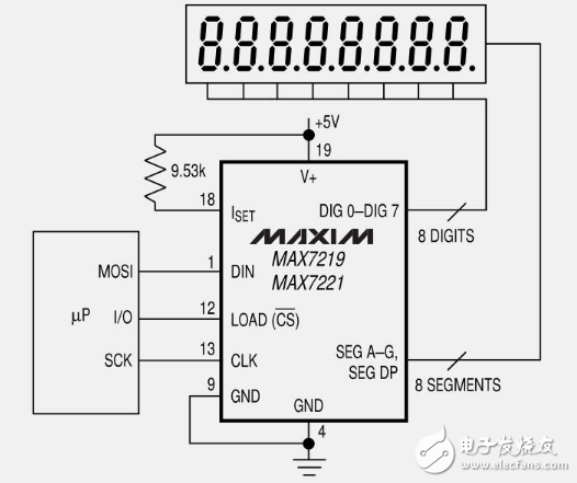 Max7219 drives 4 digital tube connection diagram